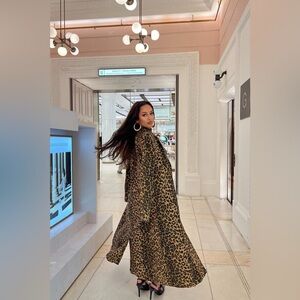 Leopard Print Trench Long Coat